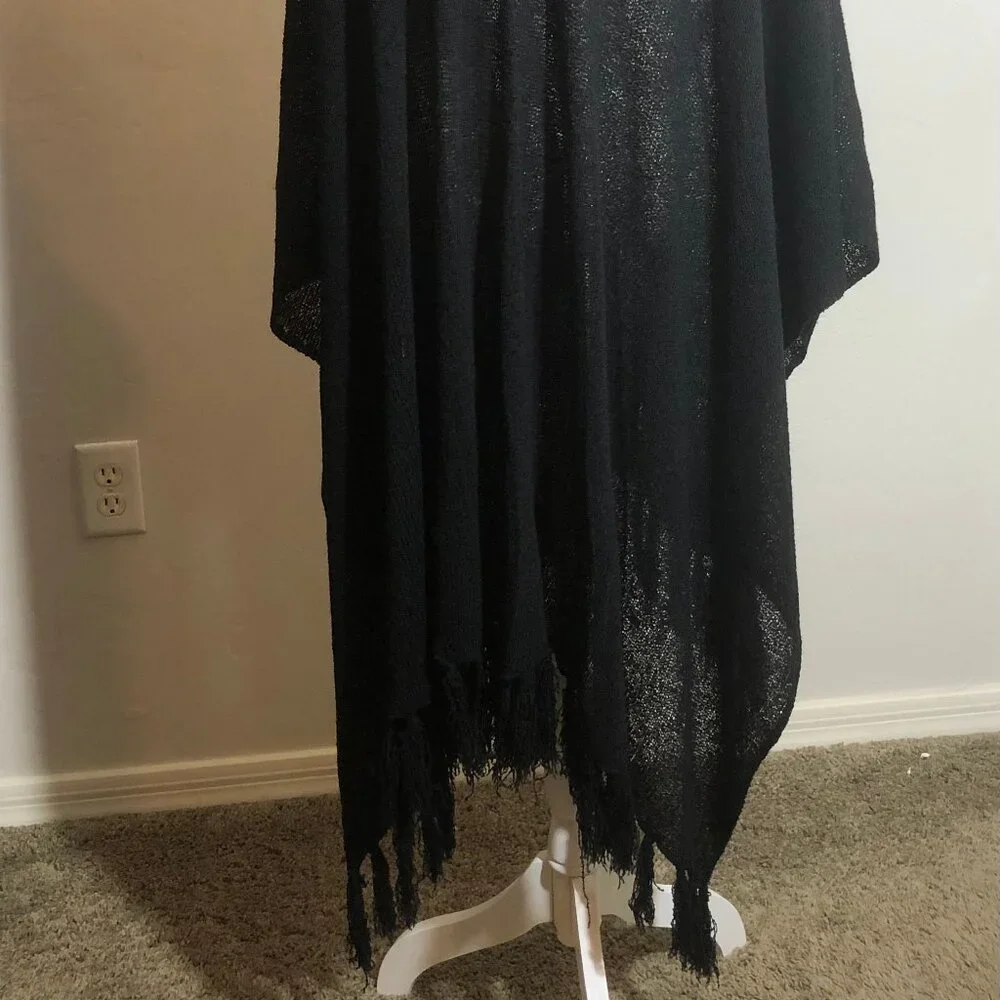 Timeless Warmth: Vintage Black Fringe Wrap by Amiee Lynn Inc. (RN#95304) – 41